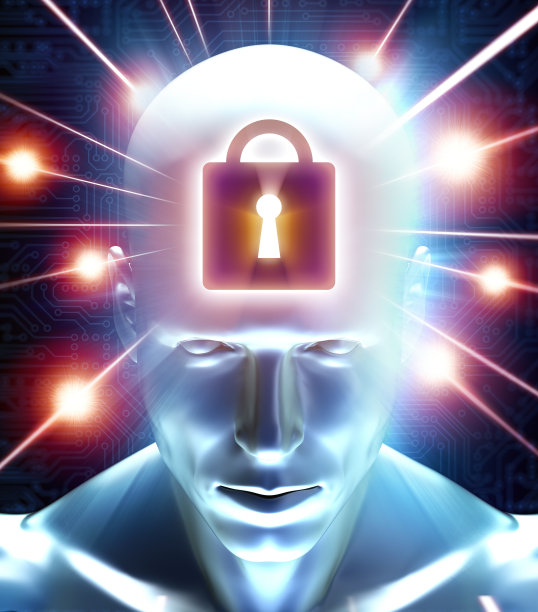 拥有高科技网络安全主题和锁的人图片下载