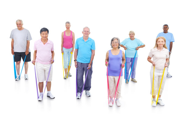 老年人一起锻炼身体。图片下载