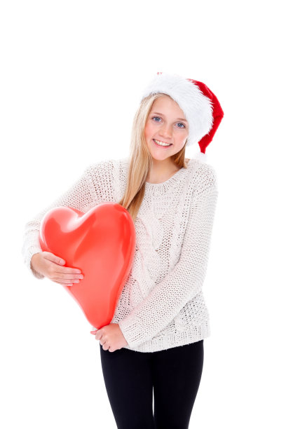 可爱的圣诞小女孩和气球图片下载