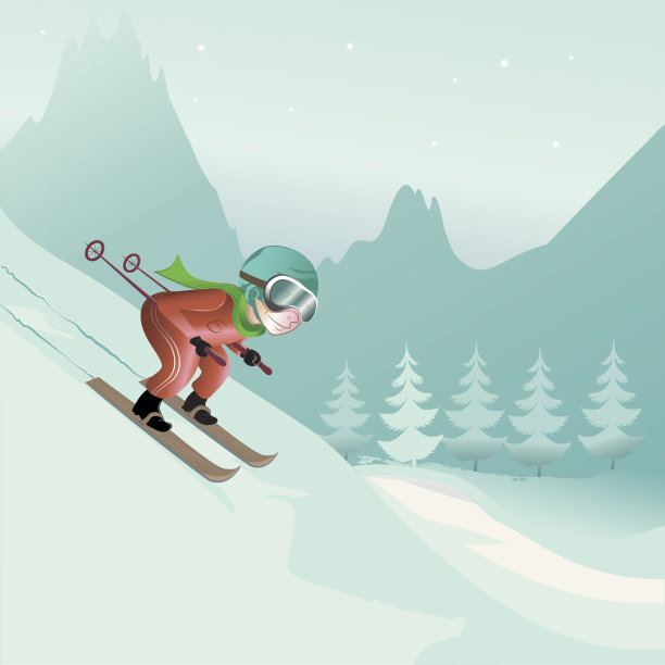 滑雪下坡素材图片