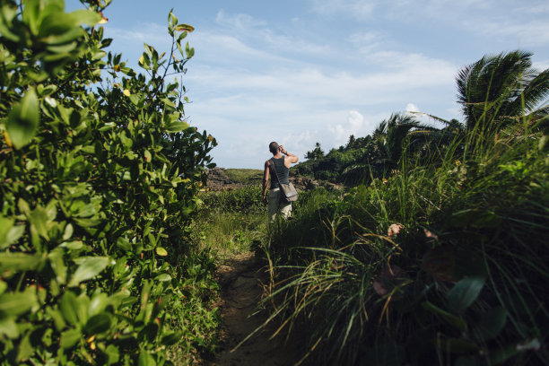 有人在沙滩上打电话图片下载