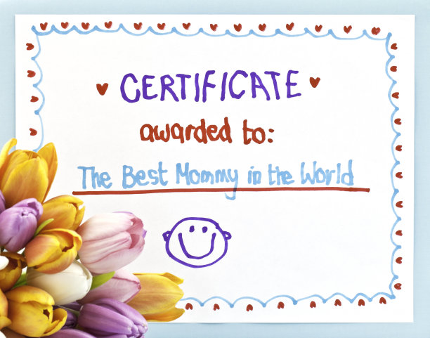 儿童母亲节证书和鲜花图片下载