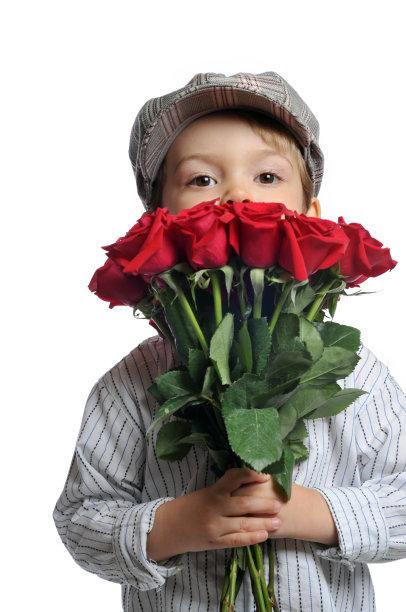 男孩用鲜花图片下载