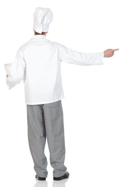 厨师拿着搅拌碗指着图片下载