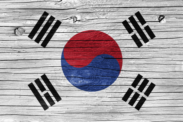 木头上的韩国国旗图片下载
