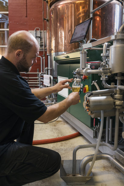 酿酒大师正在检查他的啤酒图片下载