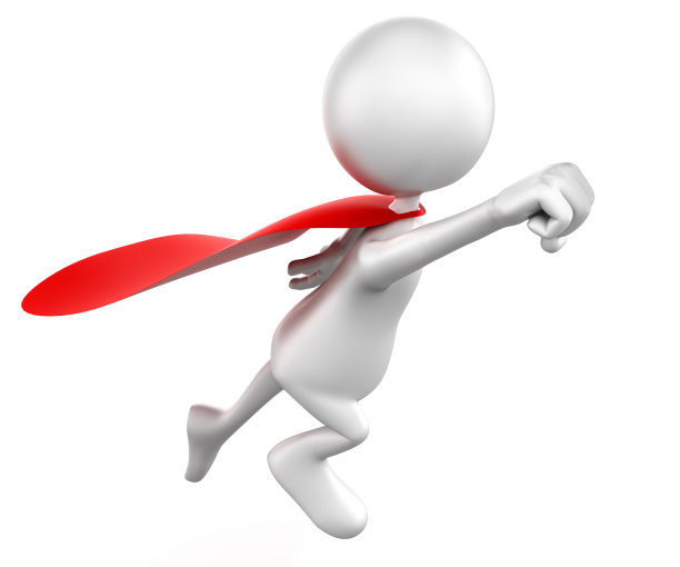 飞行的超级英雄3d人，孤立的w剪切路径图片下载