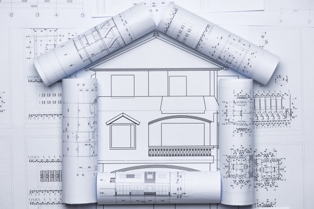 建筑蓝图和蓝图卷图片下载