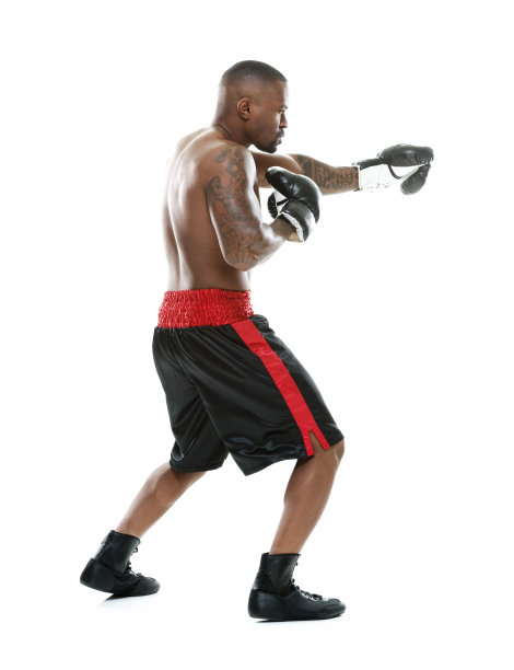 侧面的拳击手在行动图片下载