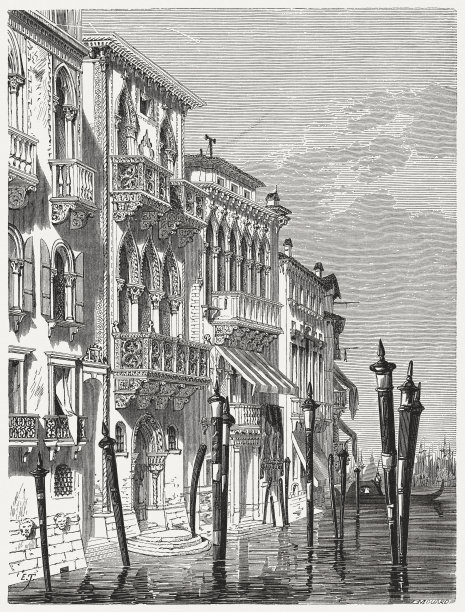 威尼斯协议宫和Ferro宫，出版于1876年图片下载
