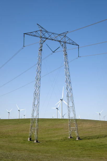 加州的电线和风力涡轮机图片下载