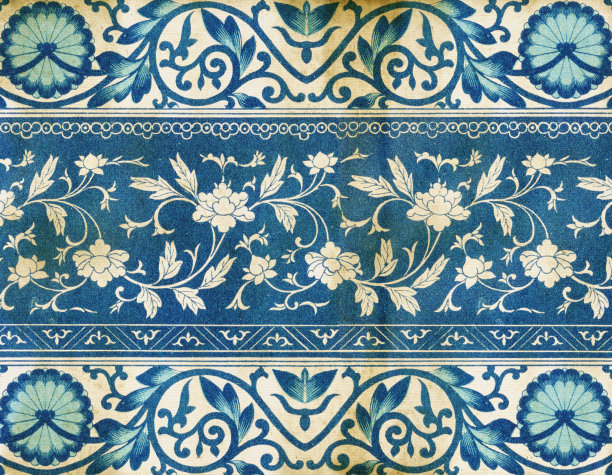 又旧又脏的花墙纸素材图片