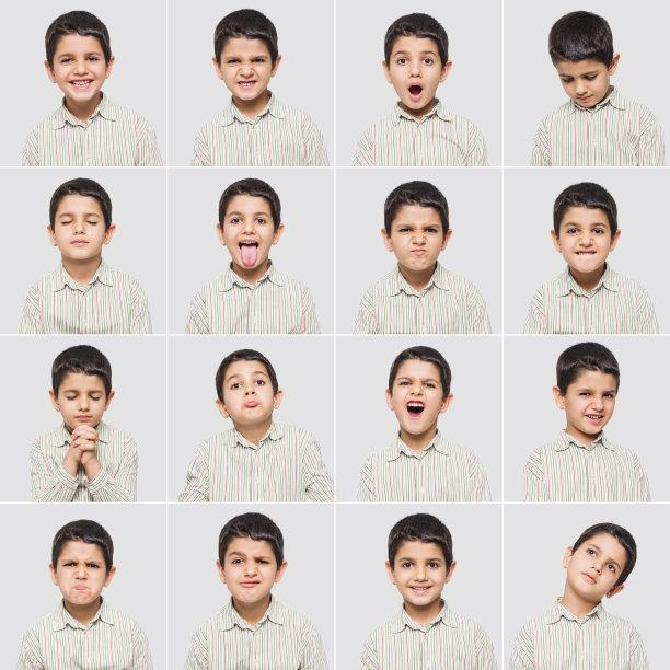 可爱的小男孩做各种各样的面部表情图片下载