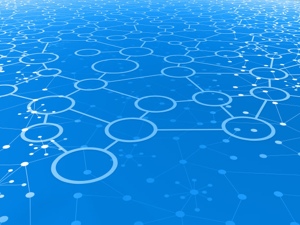 抽象的蓝色背景:连接点的社会，商业网络。图片下载