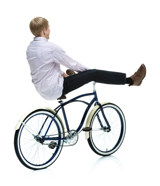 自行车上的人的后视图图片下载