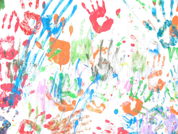 用手指涂成白色的墙和手掌的颜色图片下载