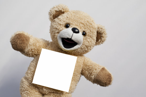 带空纸条的泰迪熊图片下载