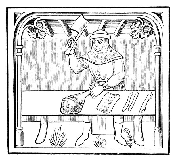 15世纪在屠宰场工作的屠夫图片下载