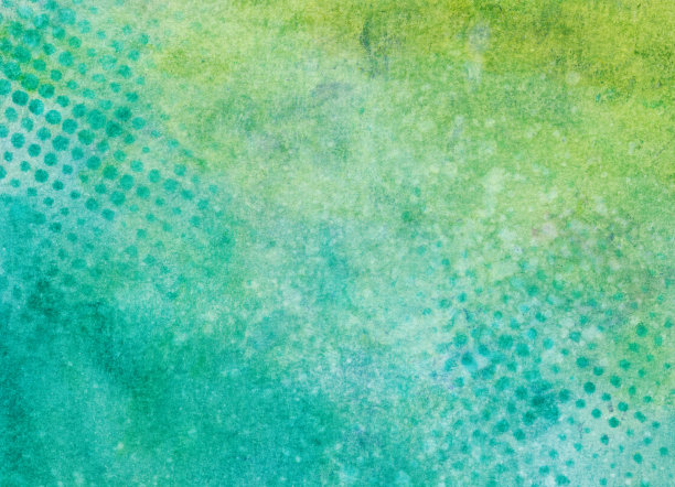 明亮的绿色和蓝色手绘背景与点图案图片下载