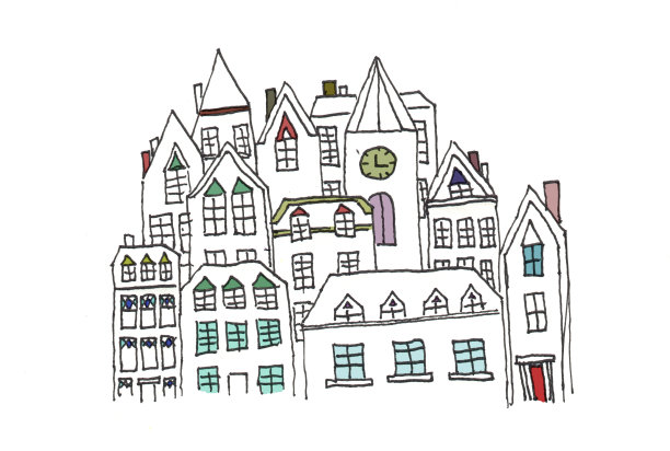 用铅笔手绘的人类定居点素材图片