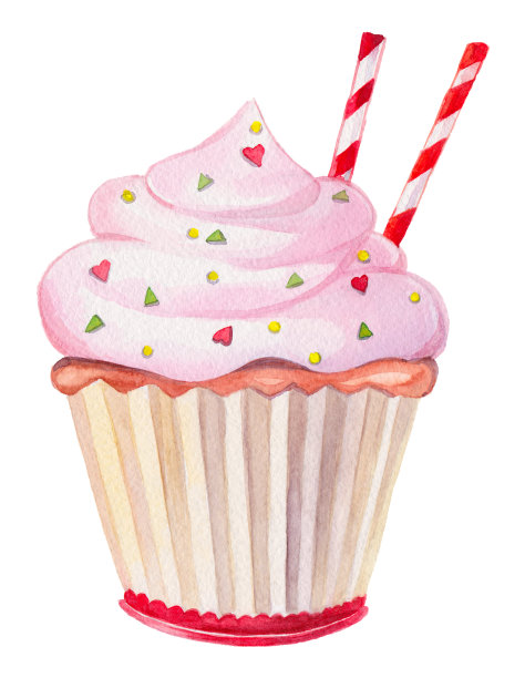 草莓奶油小蛋糕。图片下载