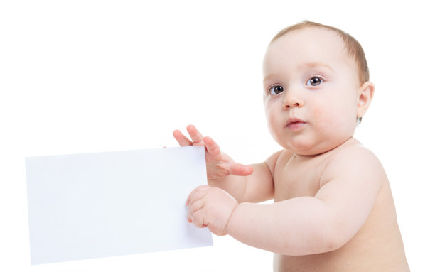 婴儿尿布接近白色卡片图片下载