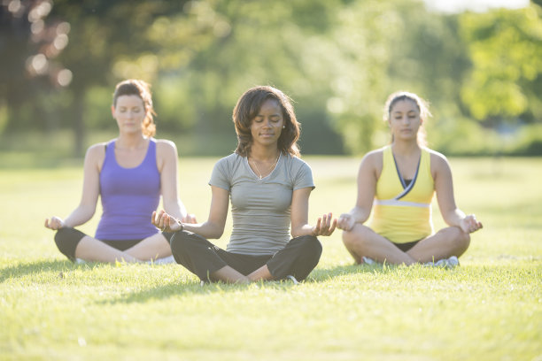 一起在公园里冥想图片下载