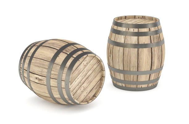 木制的酒桶孤立的白色图片下载