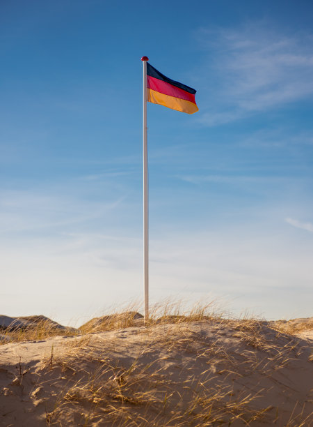 沙丘上挂着德国国旗图片下载