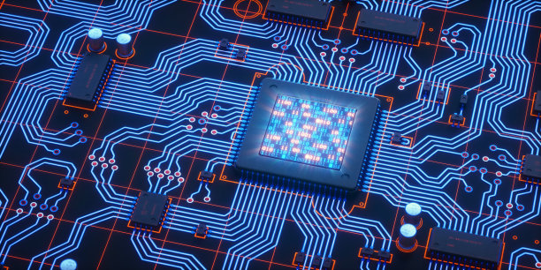 蓝色电路与二进制液晶显示图片下载