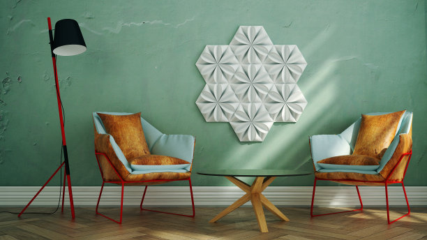 带有桌子和壁灯的现代扶手椅图片下载