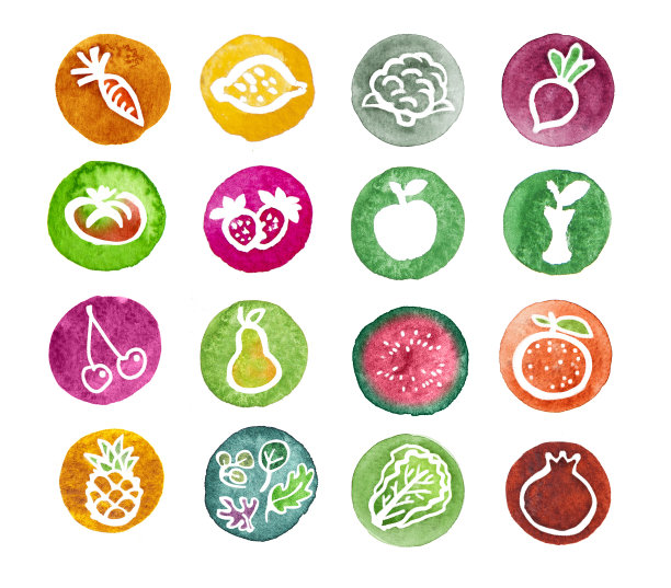 水果水彩网页图标集图片下载