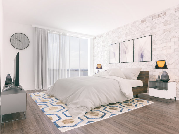 白色现代卧室图片下载