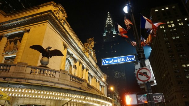 中央车站，秃鹰，旗帜，纽约摩天大楼，建筑图片下载