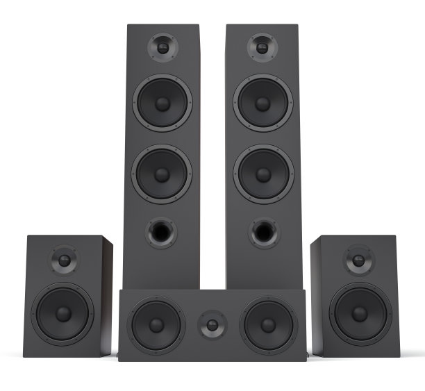 家庭影院扬声器设置隔离白色图片下载