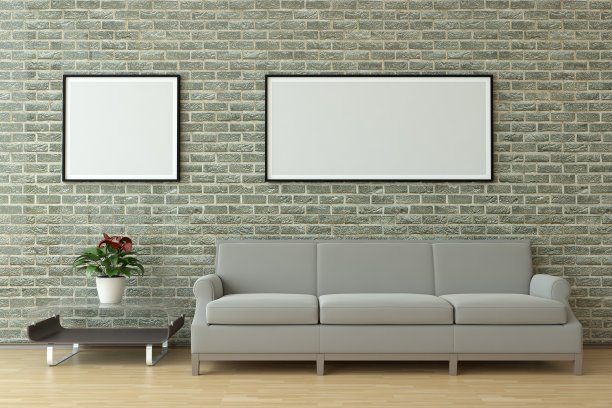 客厅内部与空白框架图片下载