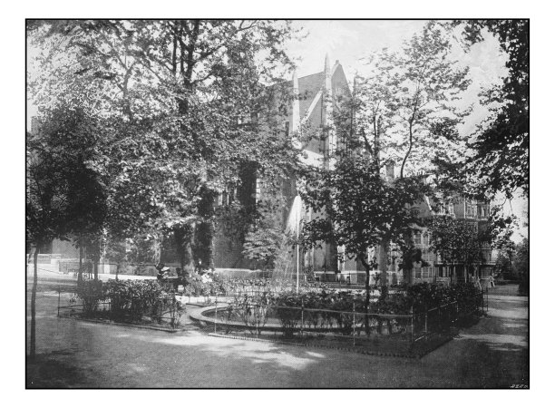 古董伦敦照片：寺庙喷泉庭院图片下载