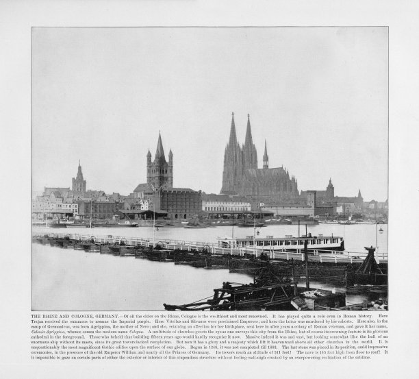 德国古董照片：1893年的德国莱茵河和科隆图片下载