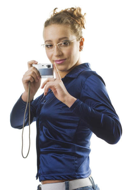 带着数码相机的年轻女子图片下载