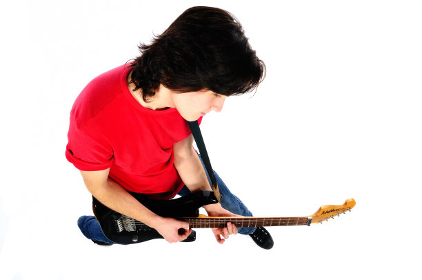 吉他手在白色背景图片下载