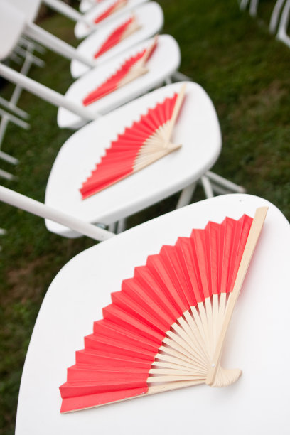 在正式场合，中国粉丝坐在白色椅子上图片下载