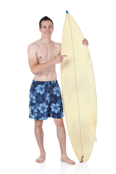 冲浪者和他的冲浪板图片下载