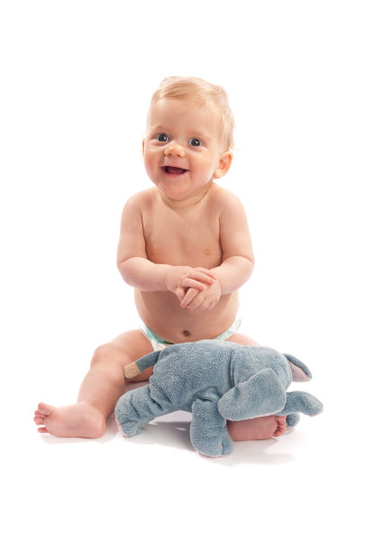 可爱的金发婴儿孤立在白色图片下载