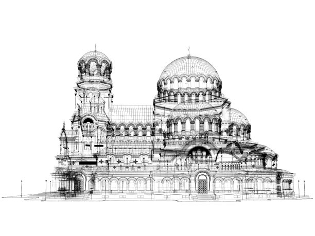 3d大教堂模型线框图片下载