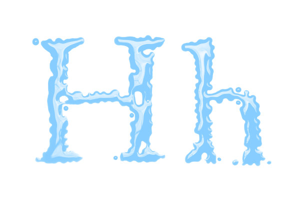 由水组成的大写字母和小写字母H图片下载