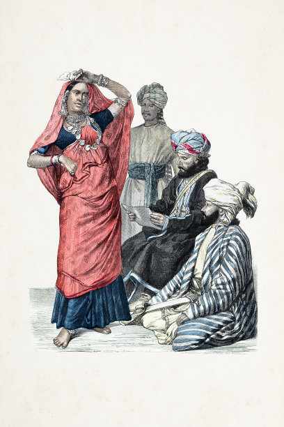 阿富汗人印度舞者与传统服装19世纪图片下载