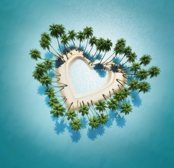 心形岛屿。3d渲染图片下载