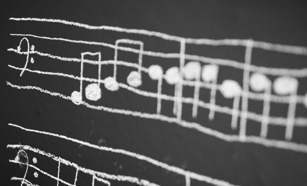 乐谱在黑板上图片下载