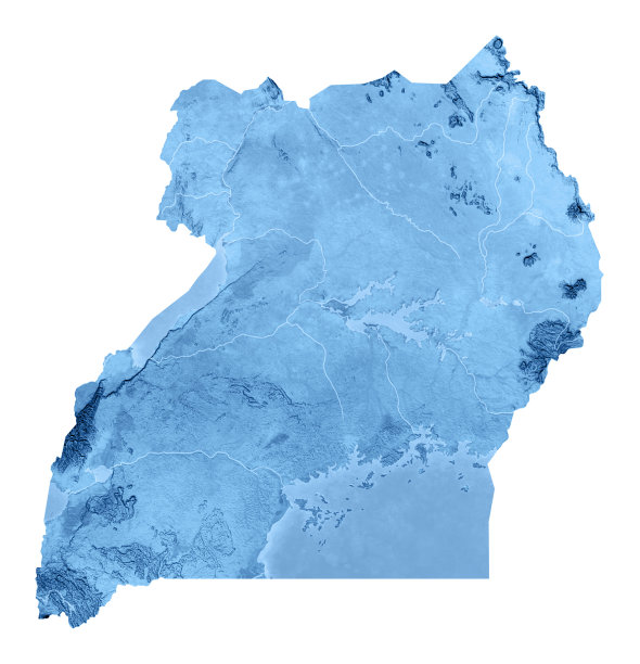 乌干达地形图孤立图片下载