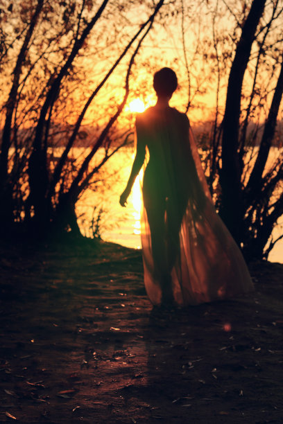 日落时分的女巫剪影图片下载